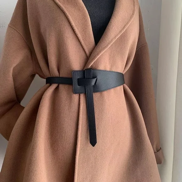 NWT Tan Wrap Coat Belt Vegan Leather O/S - Picture 10 of 10
